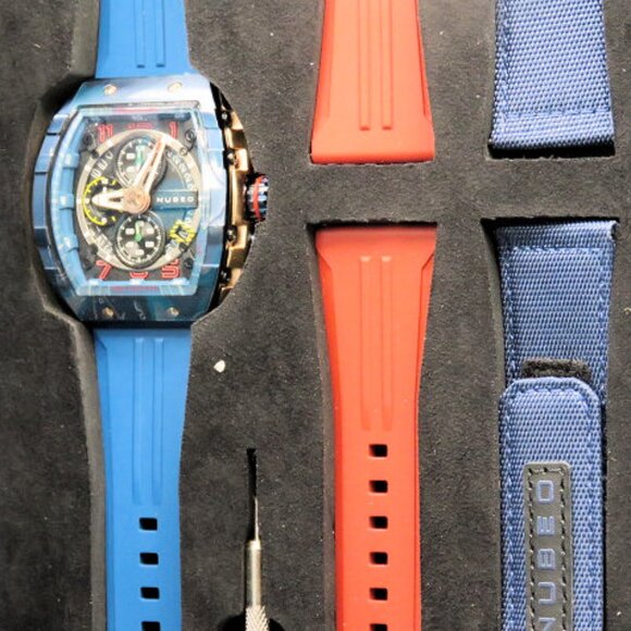 Nubeo Men's 48mm Magellan Chronograph Limited Edition Watch with Rubber Straps - Picture 5 of 14